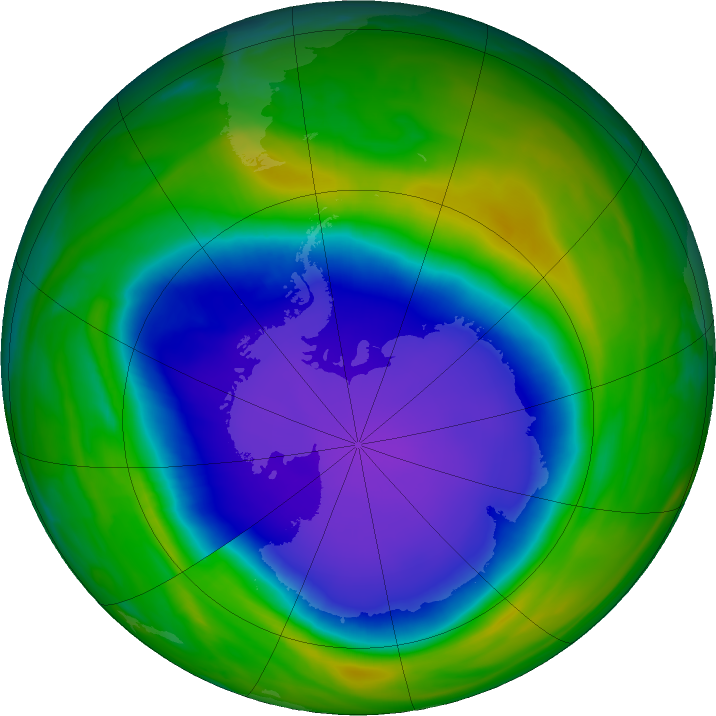 Antarctic ozone map for 29 October 2021